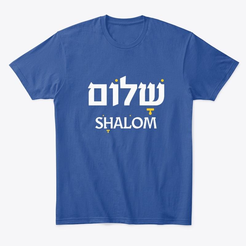 Shalom / Peace White lettering T, Mask +